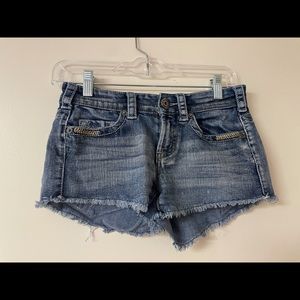 Slight distressed jean shorts